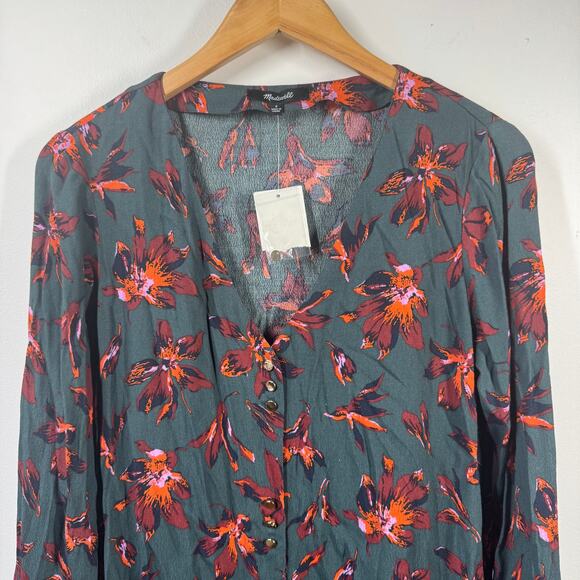 Madewell Dress Women S NWT Willowleaf Long Sleeve Mini Winter Orchid Floral Fall - Picture 3 of 7